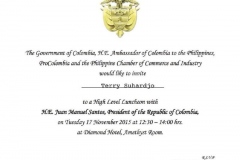 Invitation for Colombia President